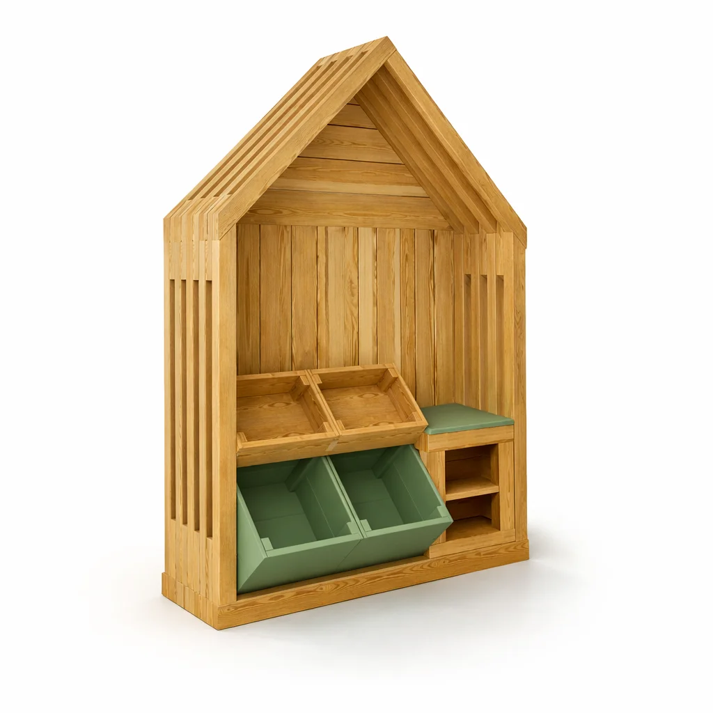 MINI DOMEK TEMATYCZNY „MINI SKLEP” – DREWNIANY MODUŁ ŚCIENNY 120×180×37 cm - obrazek 3